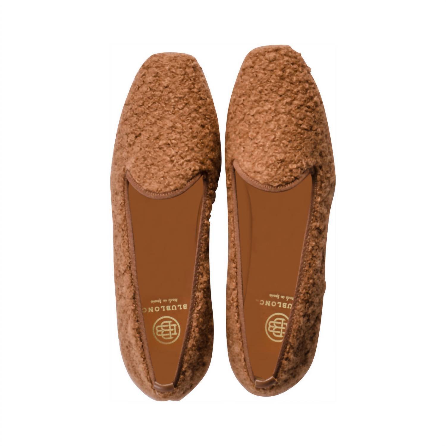 New Blublonc Women's Geal Slip On In Camel Sherpa